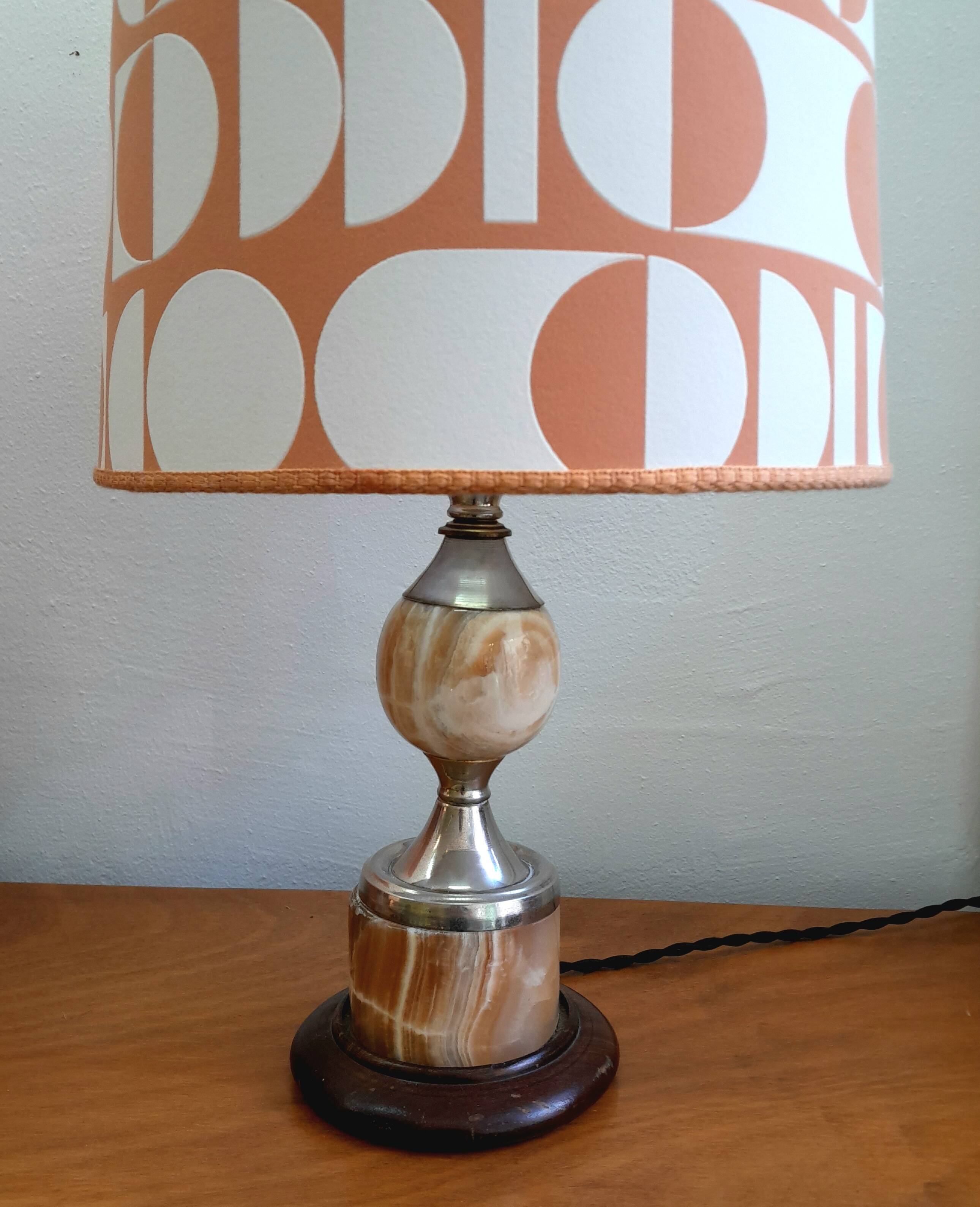 Vintage marble lamp and handmade lampshade