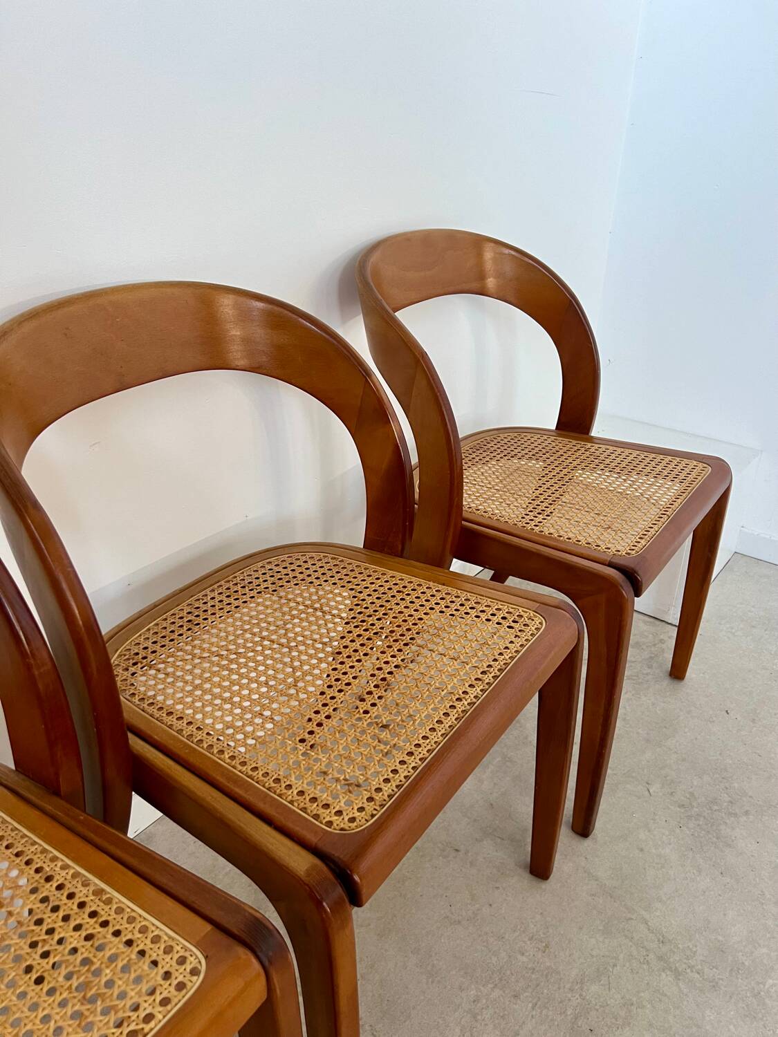 Set of 4 bentwood chairs Baumann design gondola cannage model 60s vintage