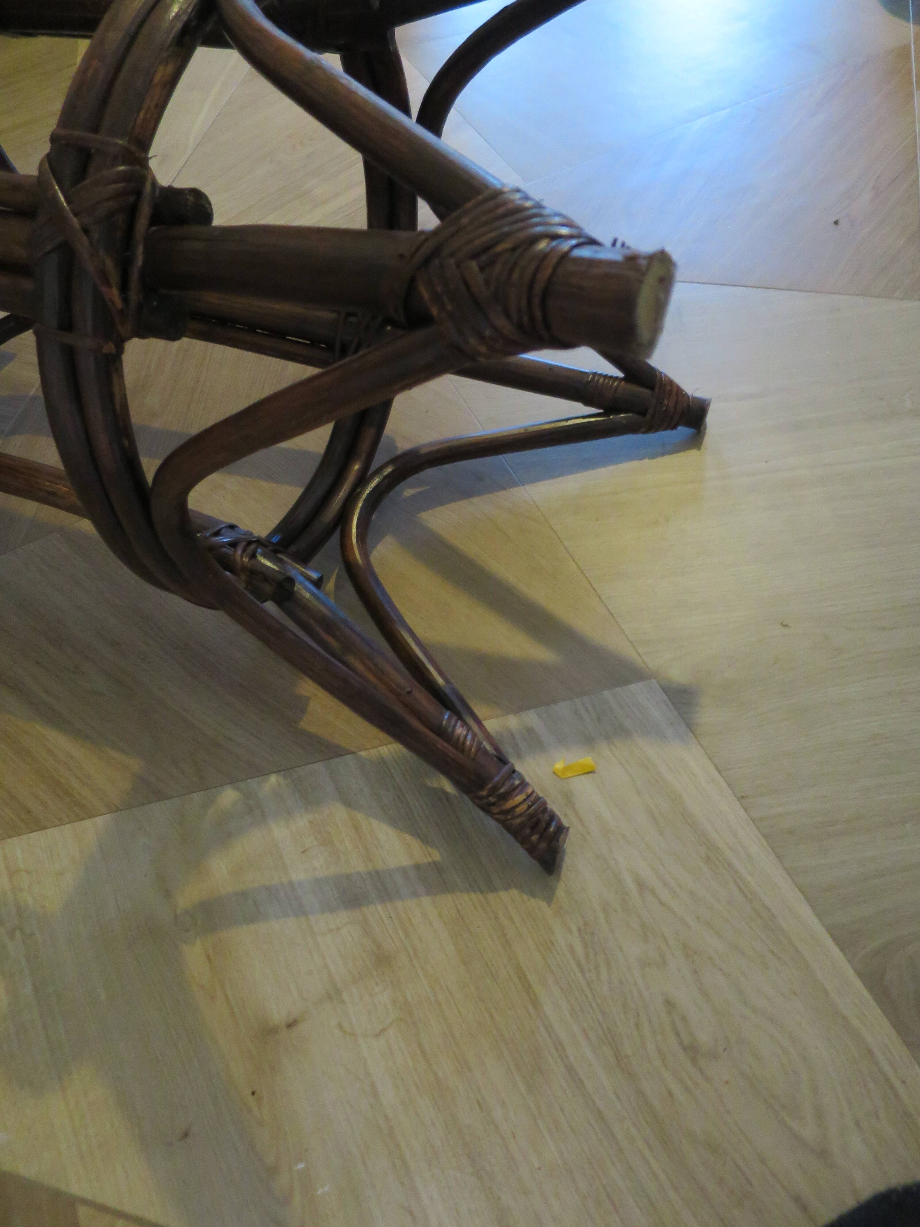 Set of 2 swivel bar stools / chairs - wood - cane - rattan - 80s