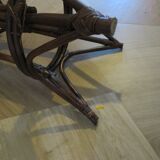 Set of 2 swivel bar stools / chairs - wood - cane - rattan - 80s