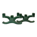 Pair of three-light candlesticks in green ceramic from around 1950-1960.