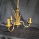 Hollywood Regency vintage gold palm chandelier 3 lights Hans Kögl style A666
