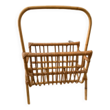 Vintage rattan magazine rack