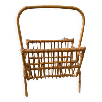 Vintage rattan magazine rack