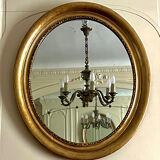 Large antique oval gilded mirror – Louis-Philippe period (circa 1840-1860)