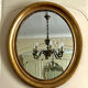Grand miroir ovale ancien doré – époque Louis-Philippe (vers 1840-1860
