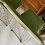 Pair of vintage green velvet folding chairs