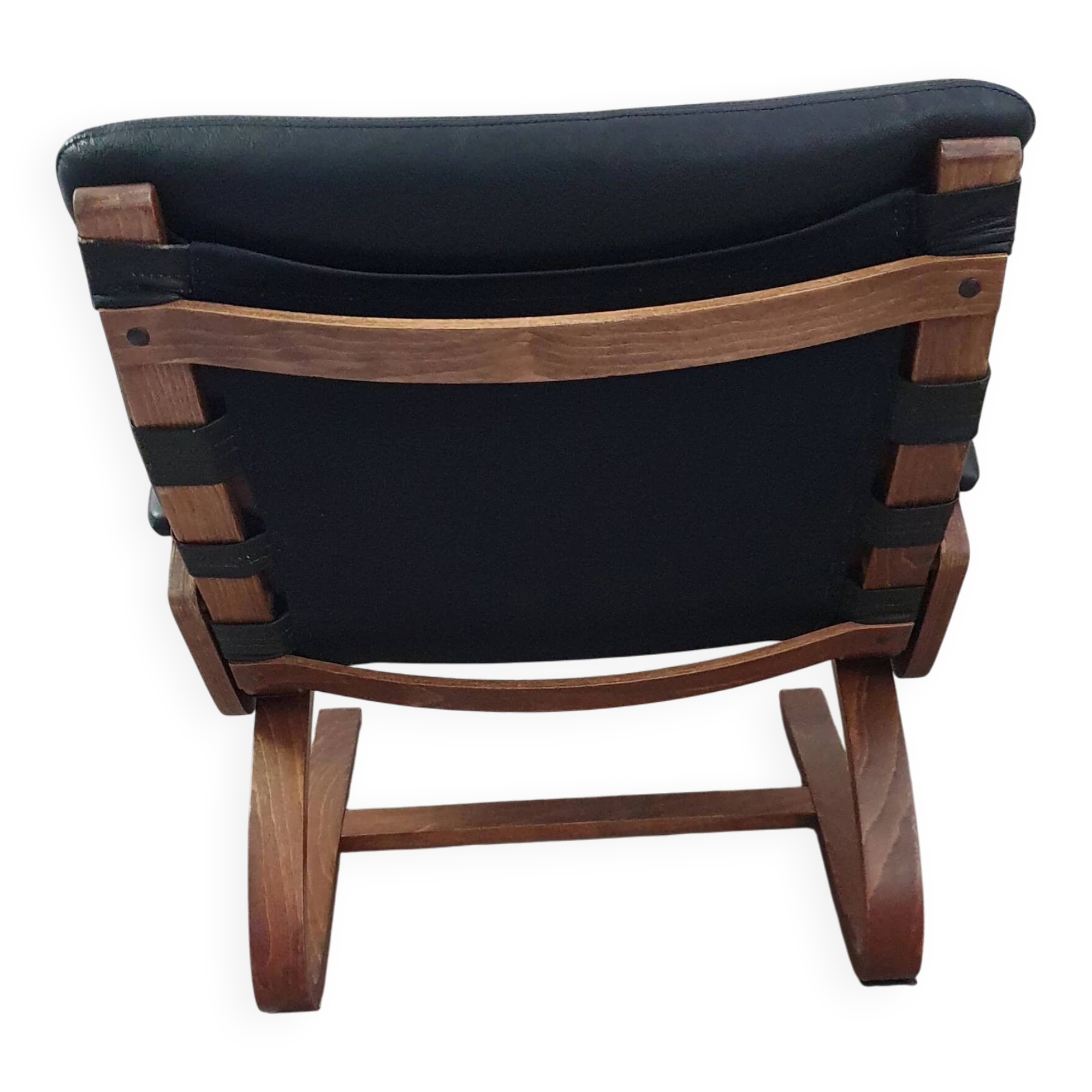 2 x Scandinavian black leather lounge chairs