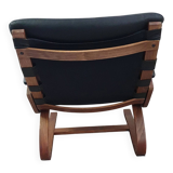 2 x Scandinavian black leather lounge chairs