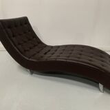 20th century black leather checkerboard relaxation bench