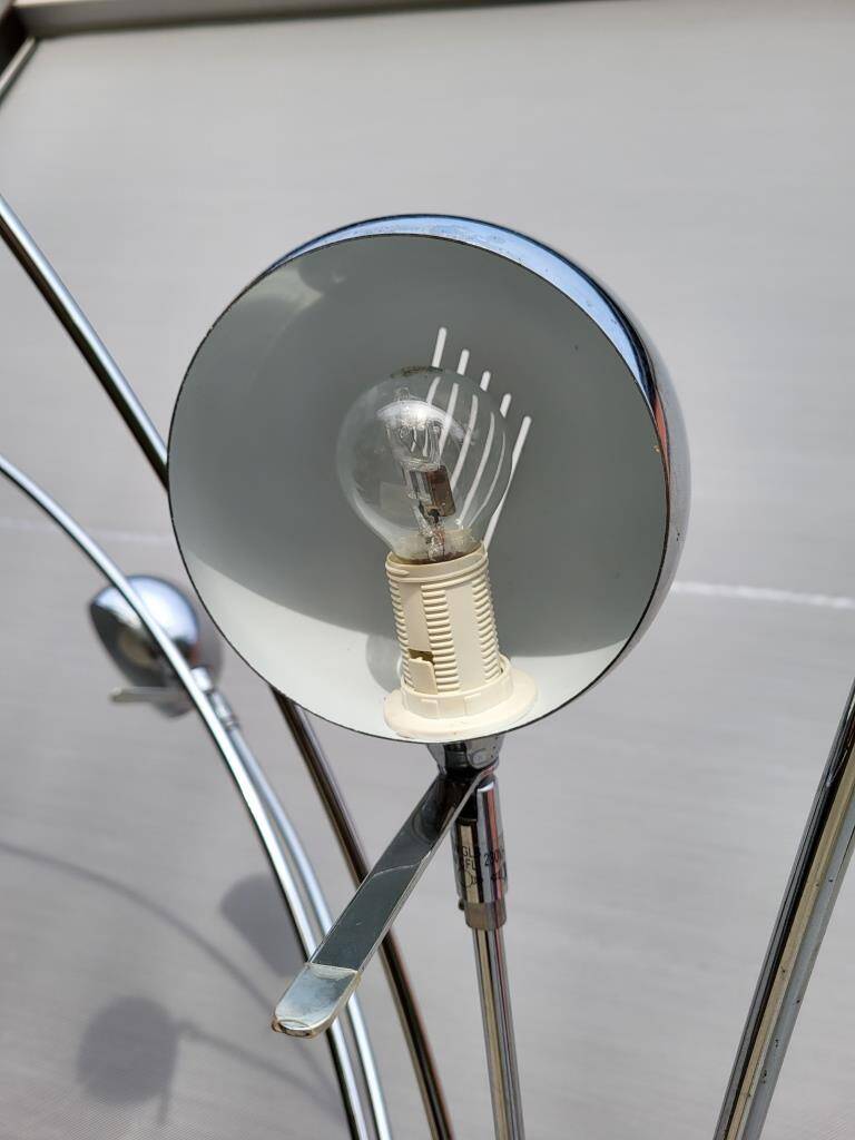 Vintage ARC floor lamp with 5 adjustable chrome arms on marble base