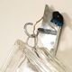 European pressed glass and metal wall light, 1970s