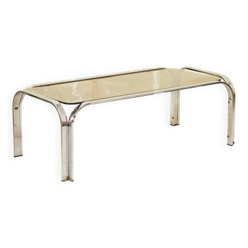 Table basse en chrome et verre fumé "Mozambo", Italie, 1970s