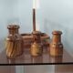Vintage olive wood condiment service