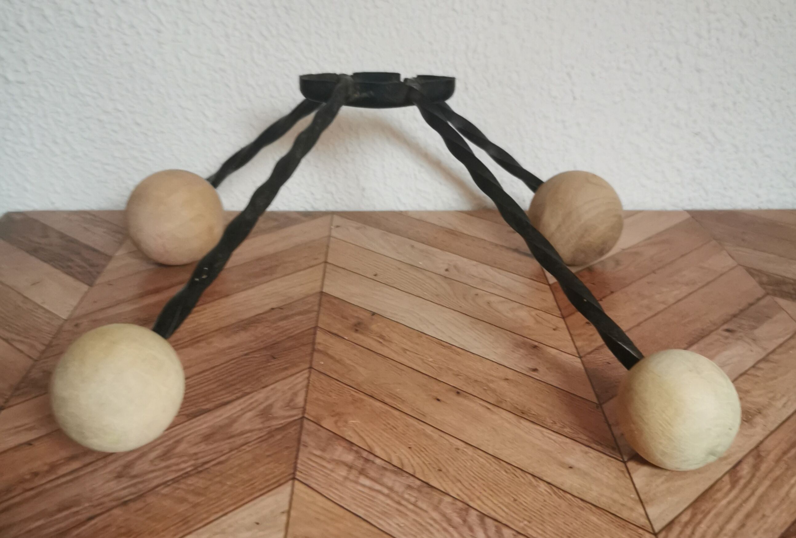 Wooden and iron wall coat holder