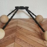 Wooden and iron wall coat holder