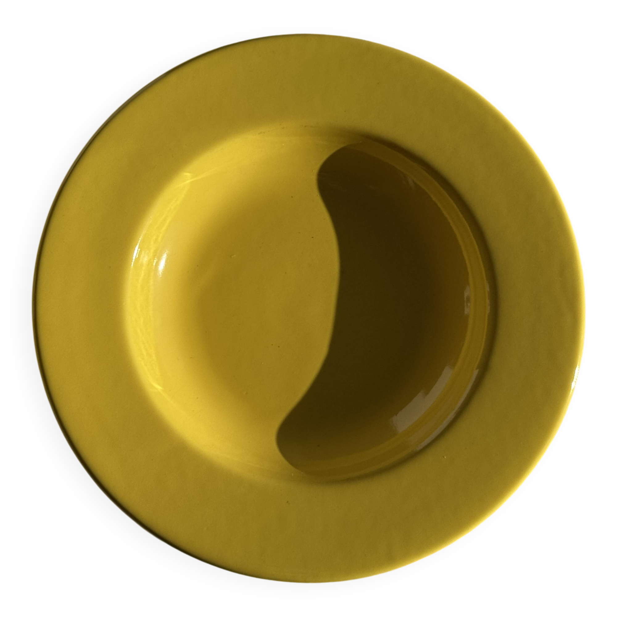 Set of 6 vintage yellow deep plates D22.5 H3.5