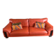 3-seater canapé in tawny leather, Ascot model by Roche Bobois.