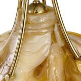 Adjustable vintage design XXL pendant lamp, brass plexiglass, 70s