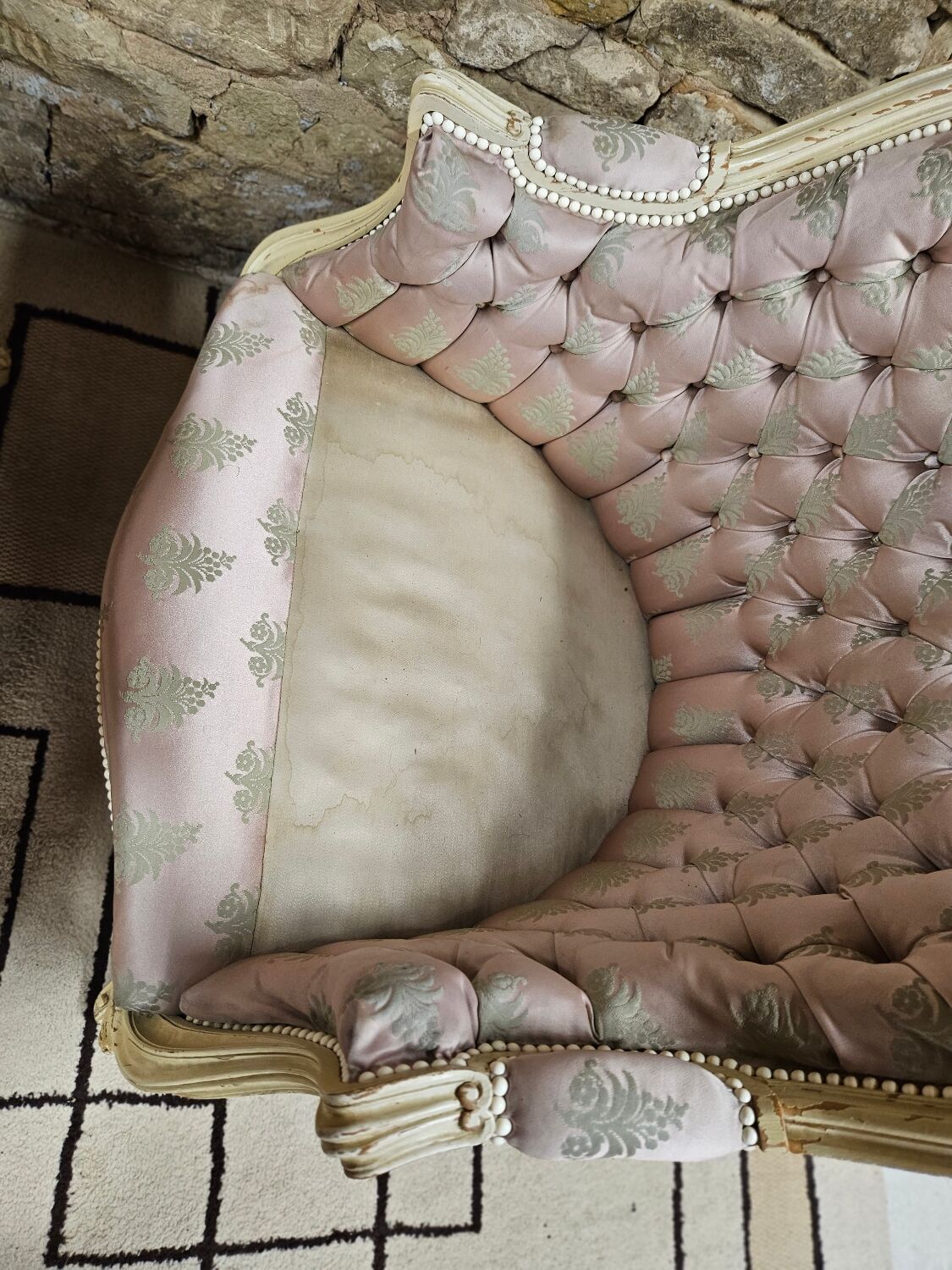 Pair of 1960s silk bergère armchairs