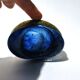 Iran ashtray bowl in iranian cobalt blue bubble glass and engraved brass