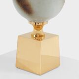 Pair of ceramic and brass lamps by Philippe Barbier, 1970s