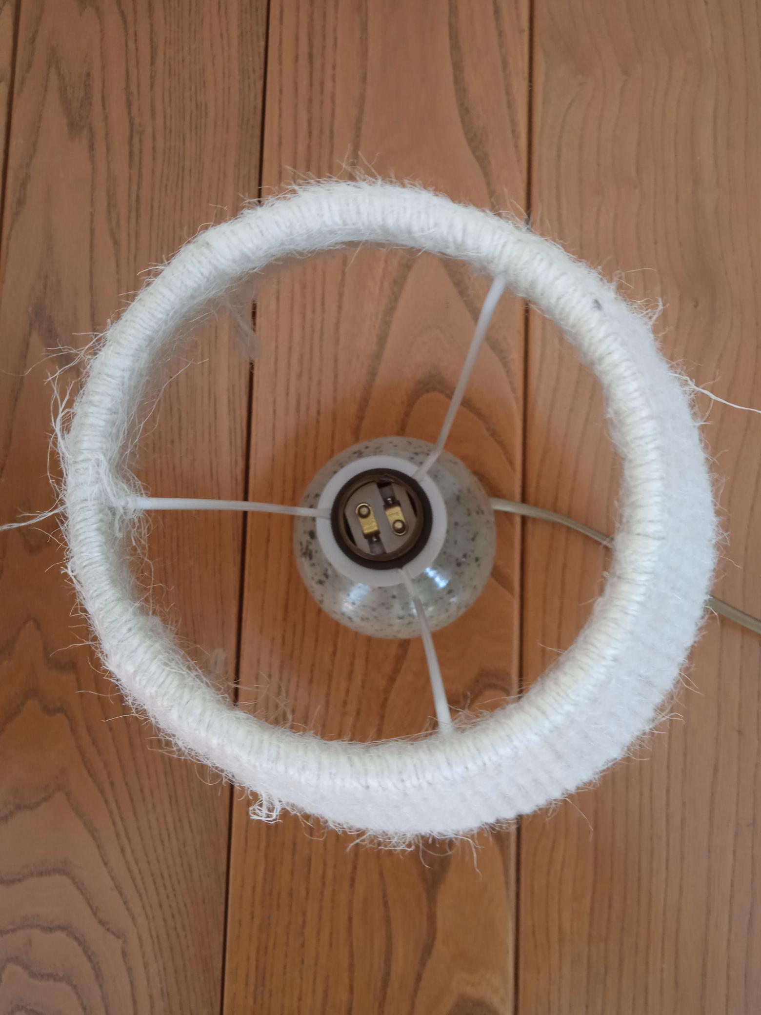 Sandstone lamp and vintage rope lampshade