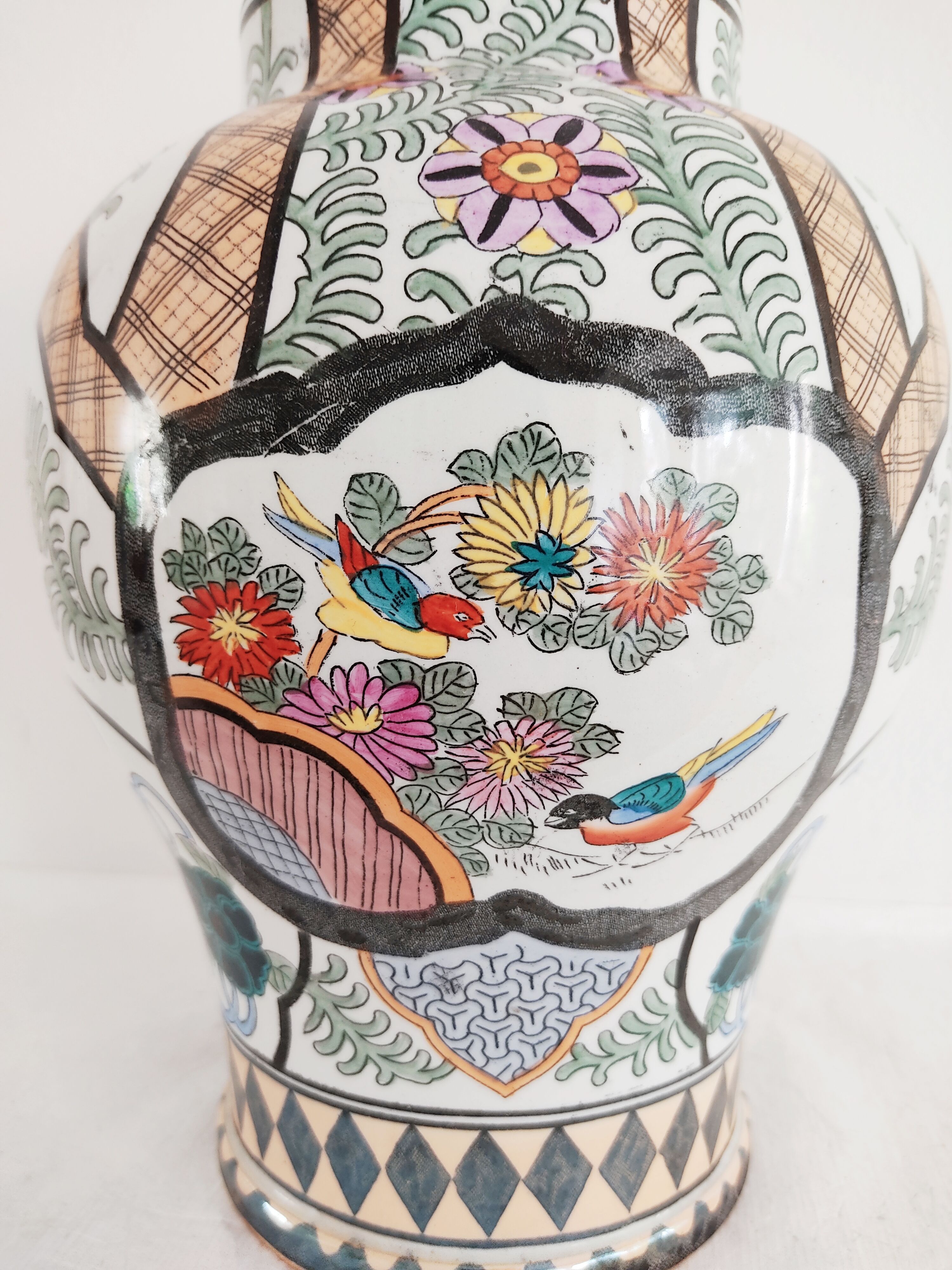 Vase Asian décor mid 20th