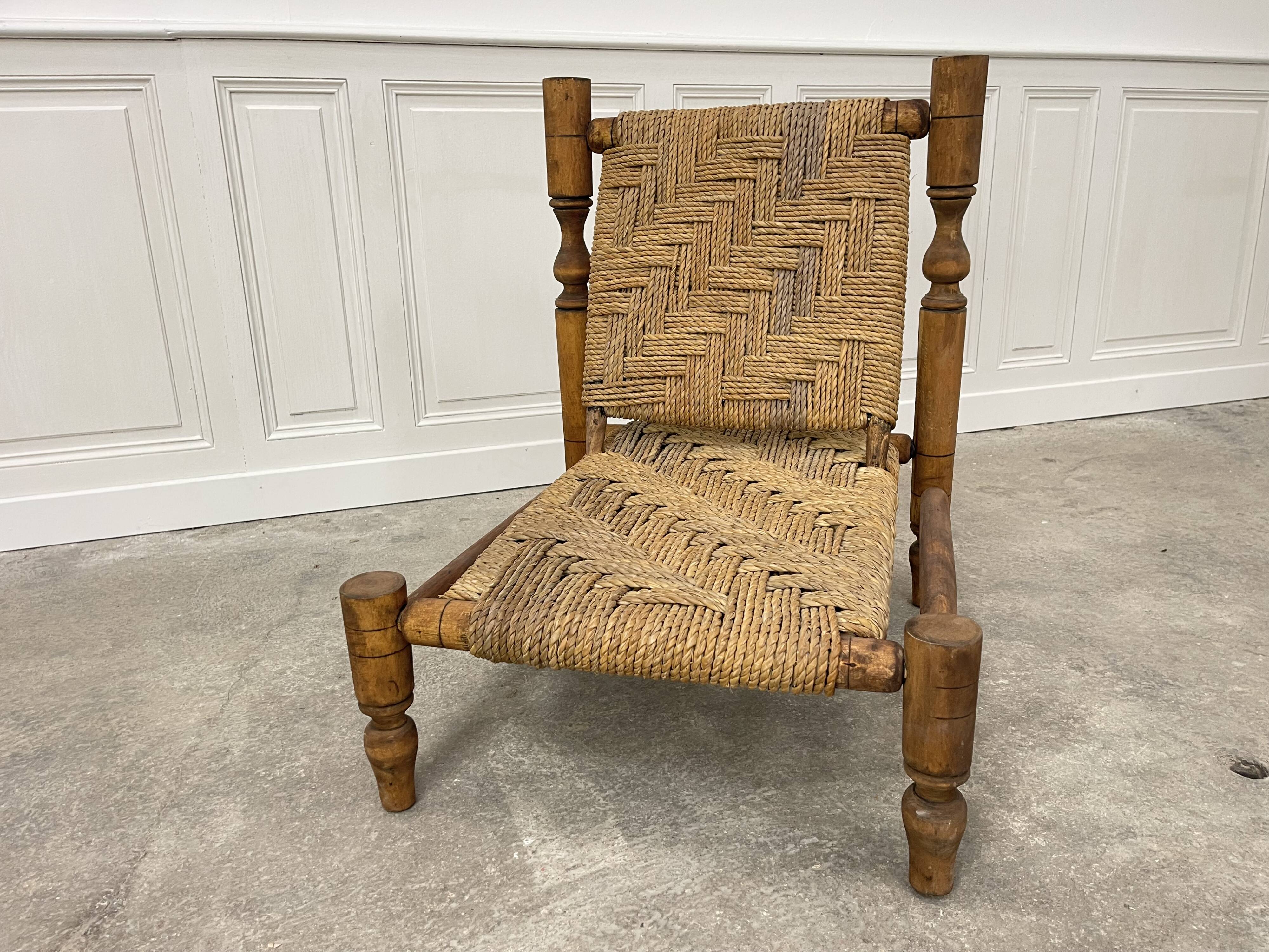 Rope and beech armchair