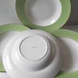 Vintage white and green deep plates stamped Arcachon.
