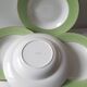 Assiettes creuses vintage blanches et vertes estampillées Arcachon