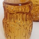 Orange juice set textured glass amber Empoli 2 decanters 12 glasses 70s