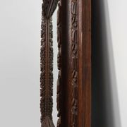 Grand miroir en chêne sculpté français antique, fin du 19e siècle