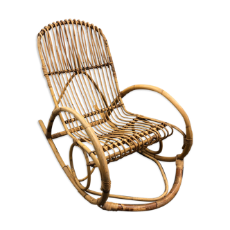 Rocking-chair in rattan 1960