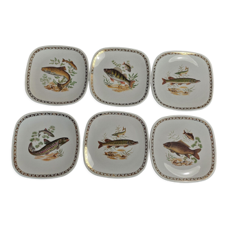 Longchamp XXth series of six earthenware fish plates