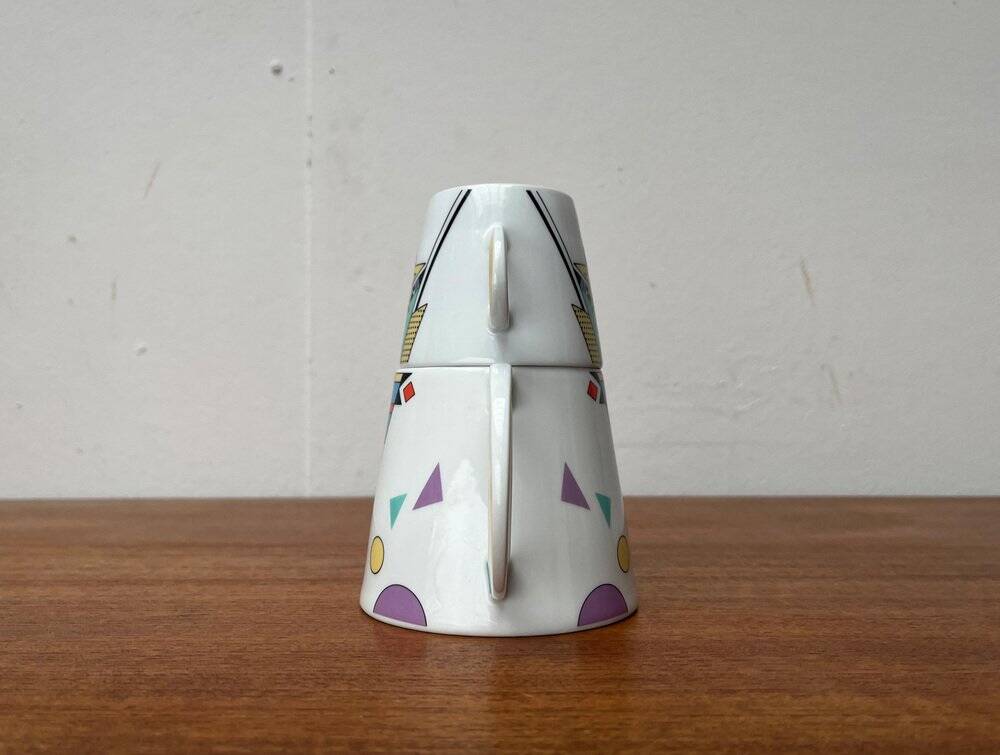 Teapot or coffee pot with cup from the German postmodern VIP collection by Seltmann Weiden, set of 2.