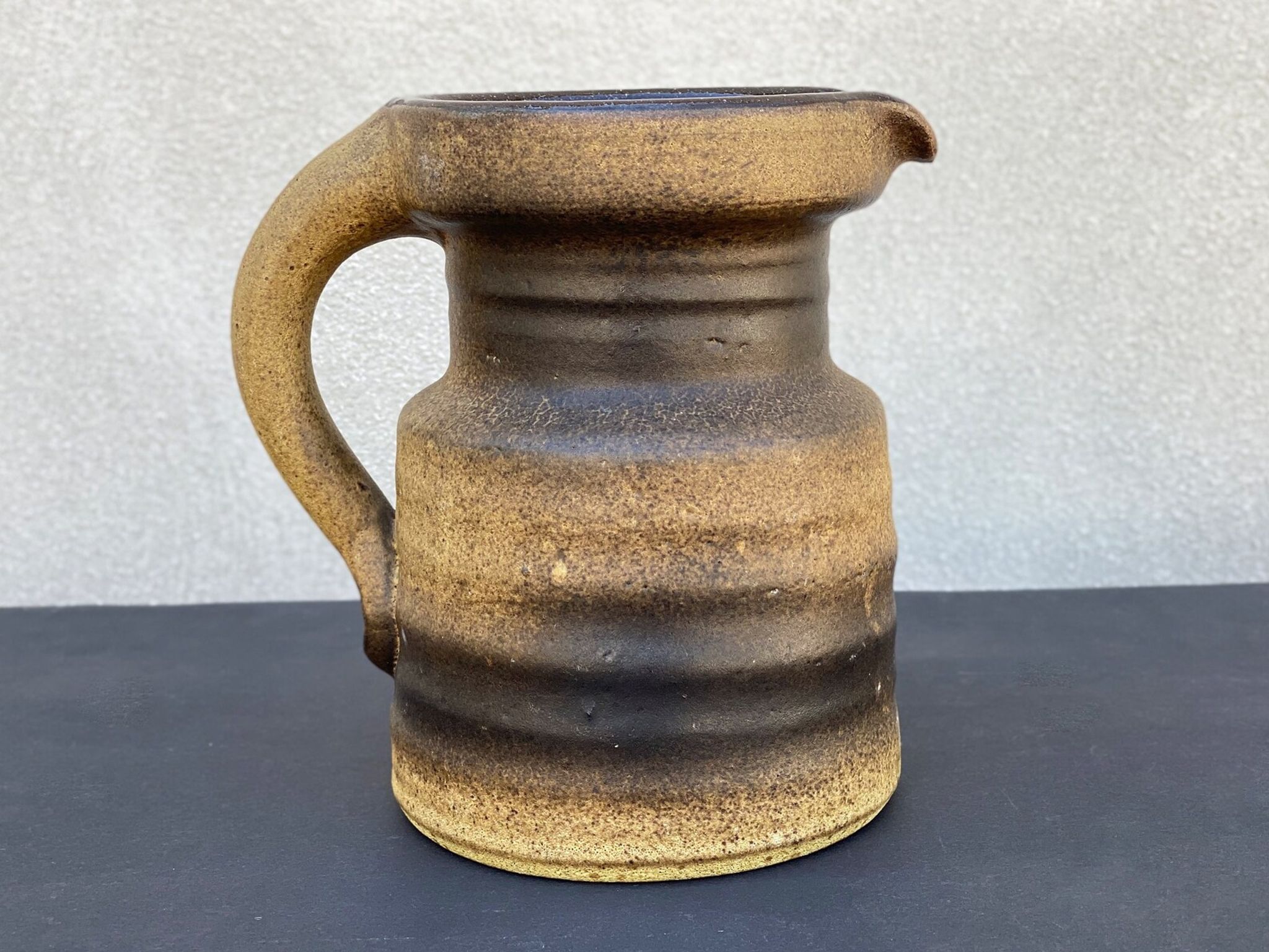 Vintage brown ceramic ear vase / jug vase
