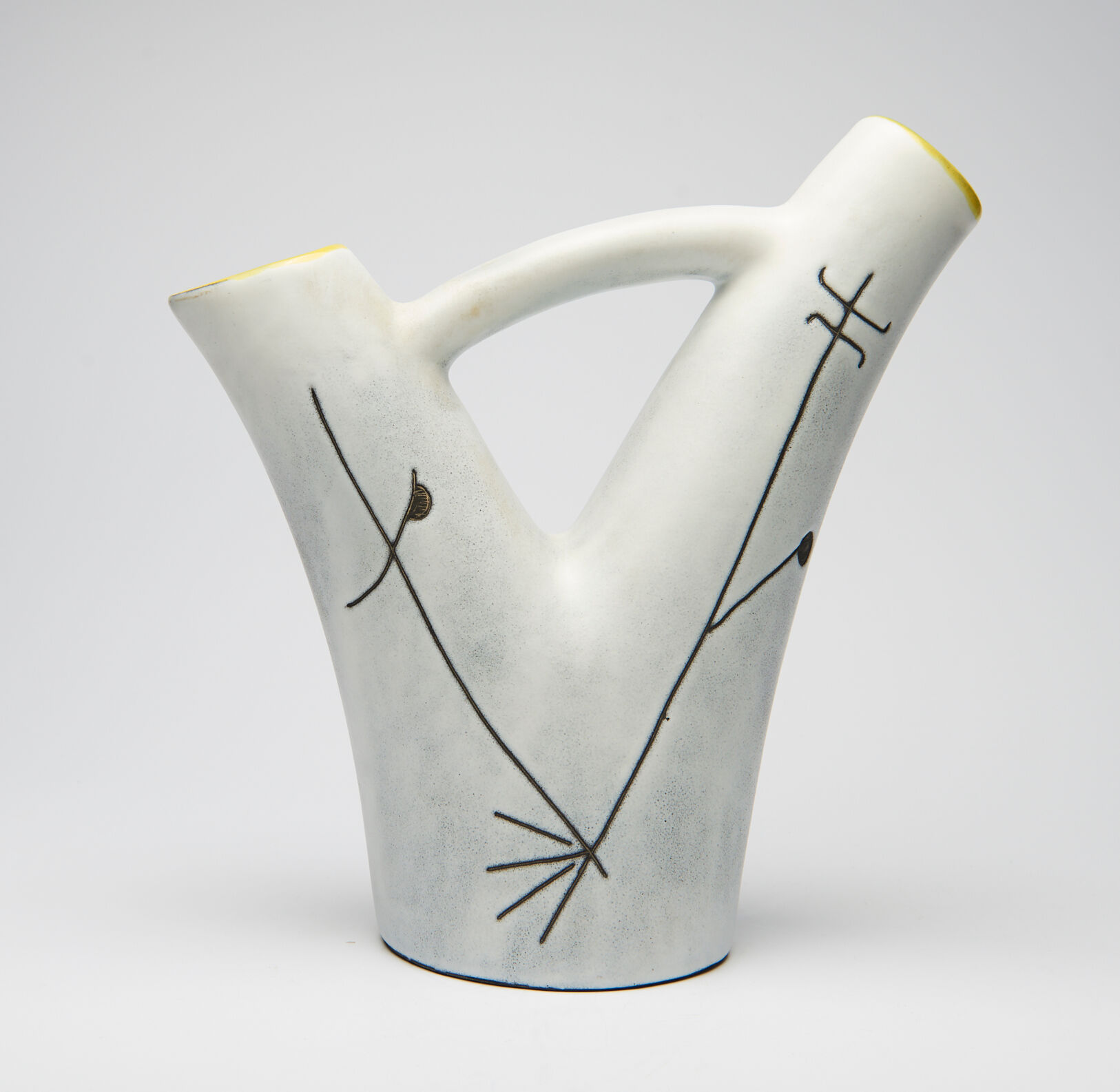 vase with double white and yellow collar, 60s