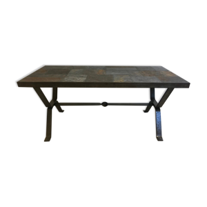 table fer forgé carreaux