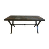 Wrought iron table slate tiles 1960
