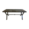 Table fer forgé carreaux ardoise 1960