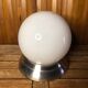 Ancienne applique opaline blanc + support céramique & contour alu vintage #a508