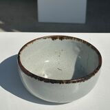 Small white glazed ceramic bowl black edges