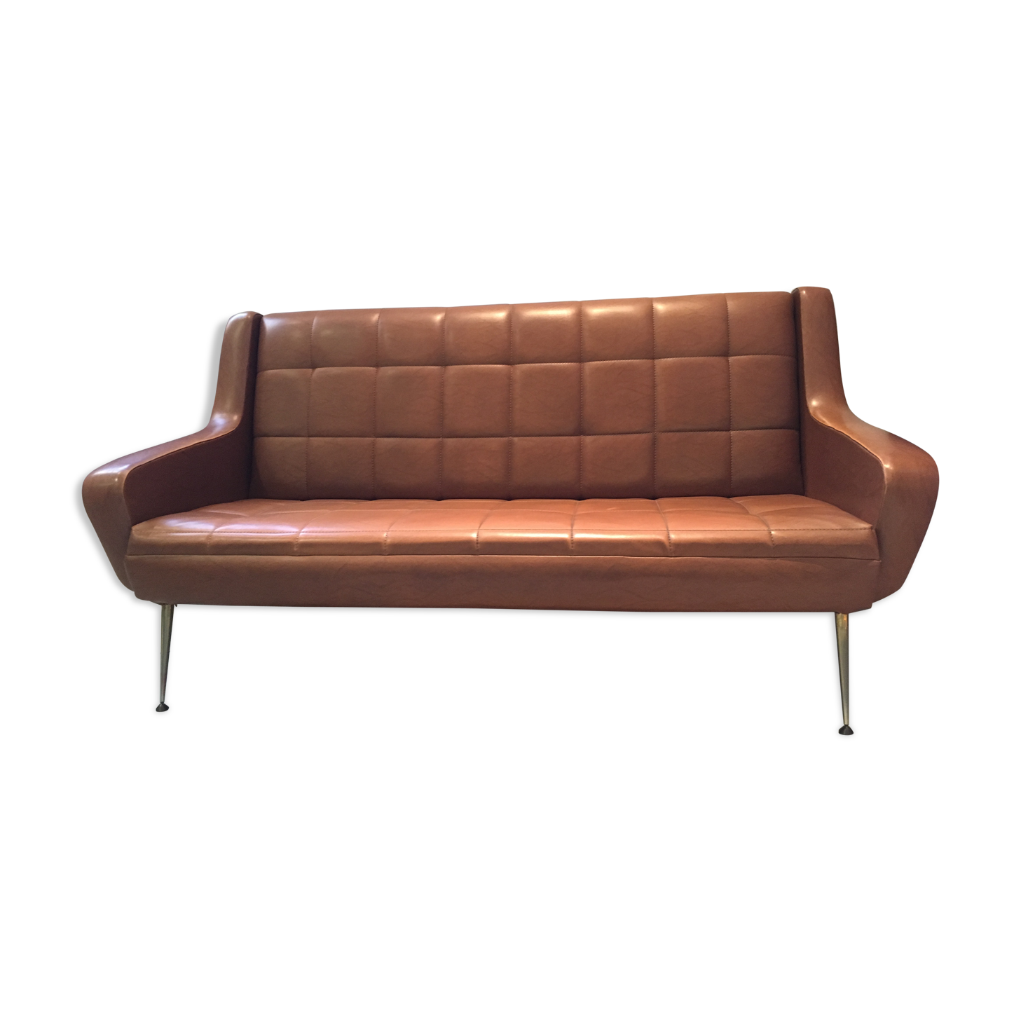 Rare model for this sofa 3 places 60 years in leatherette