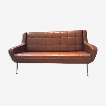 Rare model for this sofa 3 places 60 years in leatherette