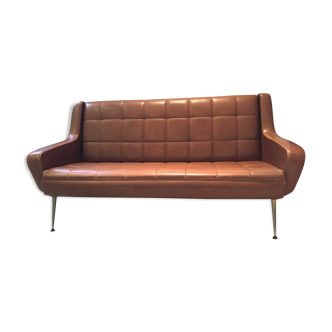 Rare model for this sofa 3 places 60 years in leatherette