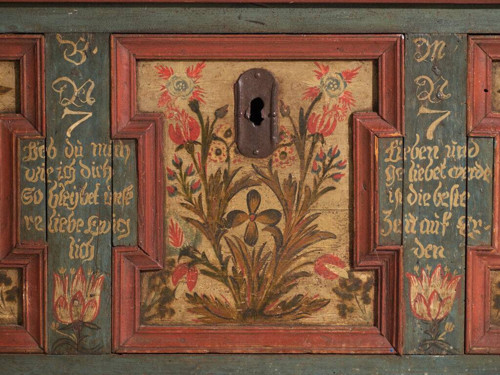 Antique wedding chest painted in pine – Austro-Hungarian Empire, Year 1775