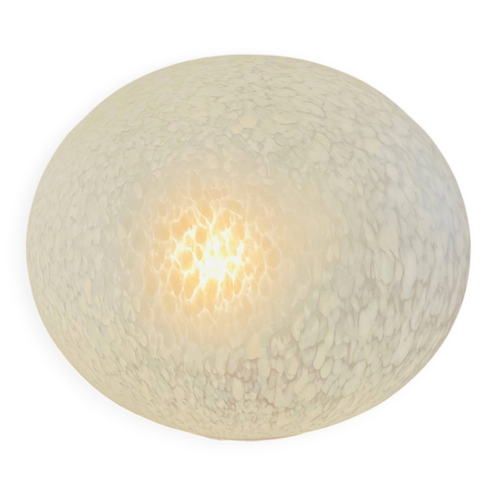 Italian Pebble Lamp in Speckled White Glass (1980) – 29 cm