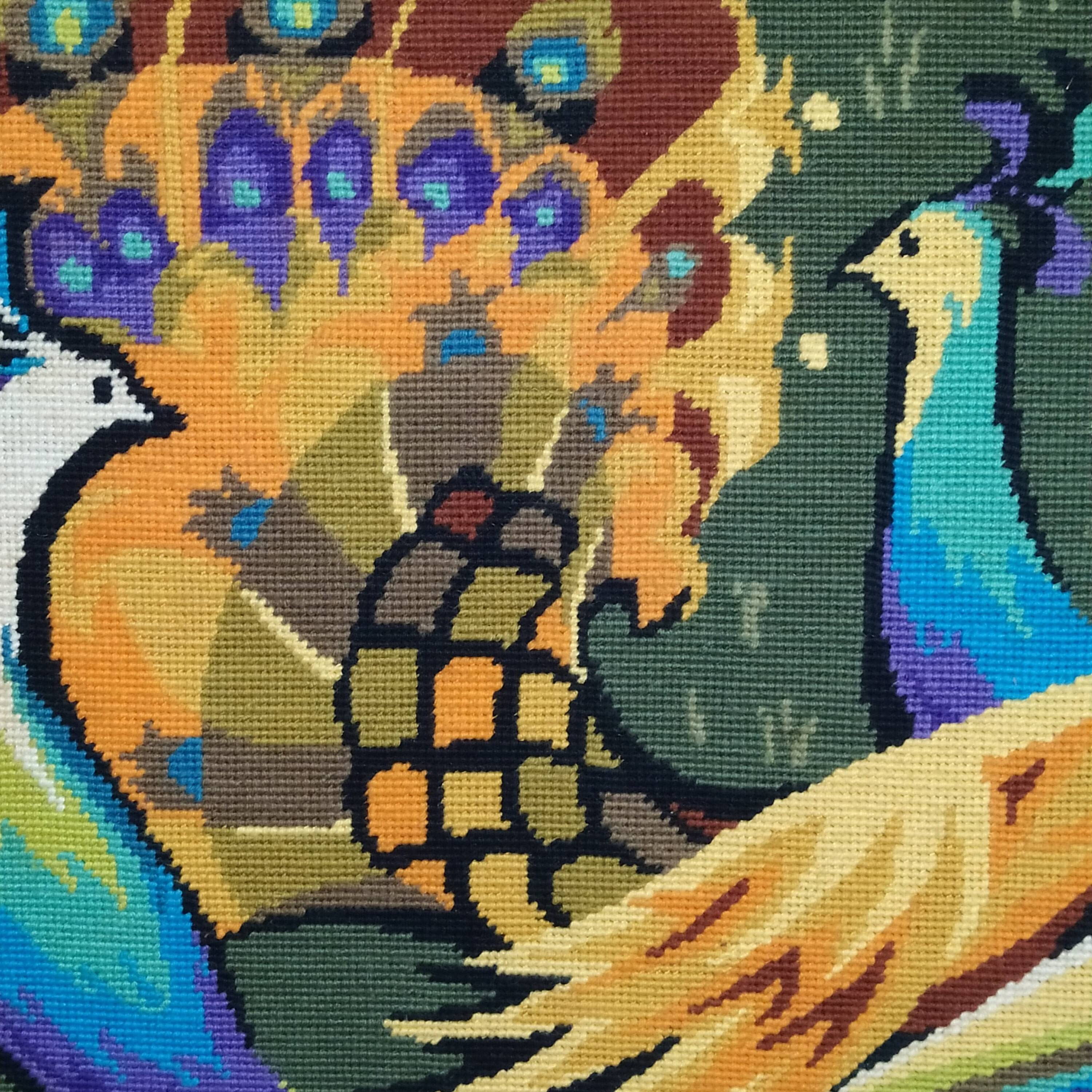 Modernist tapestry 1970 peacocks