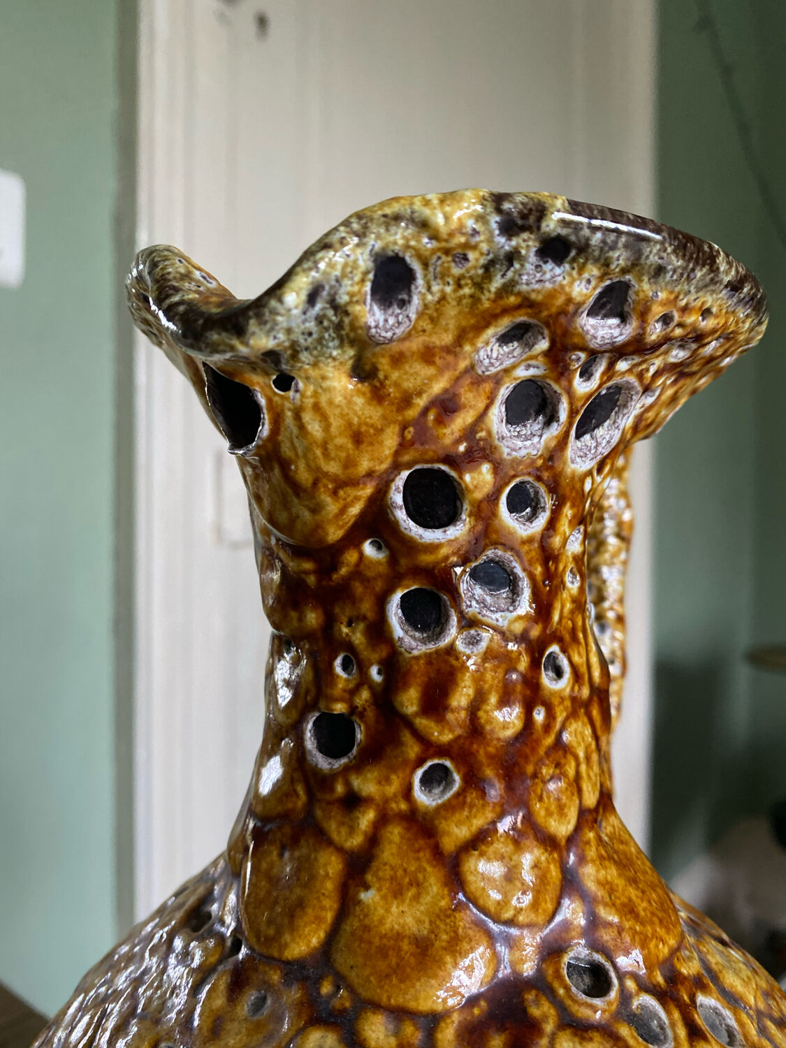 Fat lava vase signed henri collioure 1978